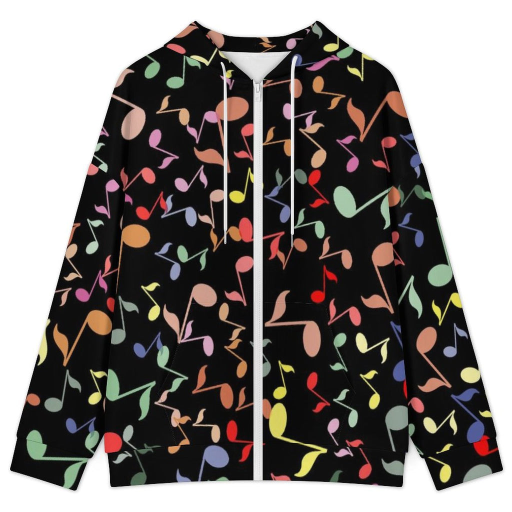 Quavers Colourful Music Notes Women's Full-Zip Hoodie