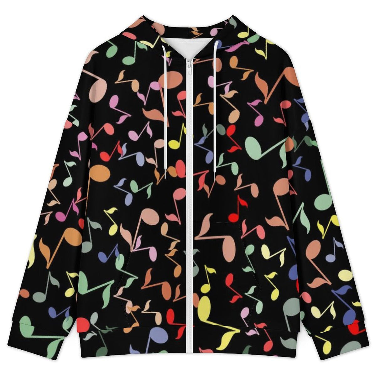 Quavers Colourful Music Notes Women's Full-Zip Hoodie