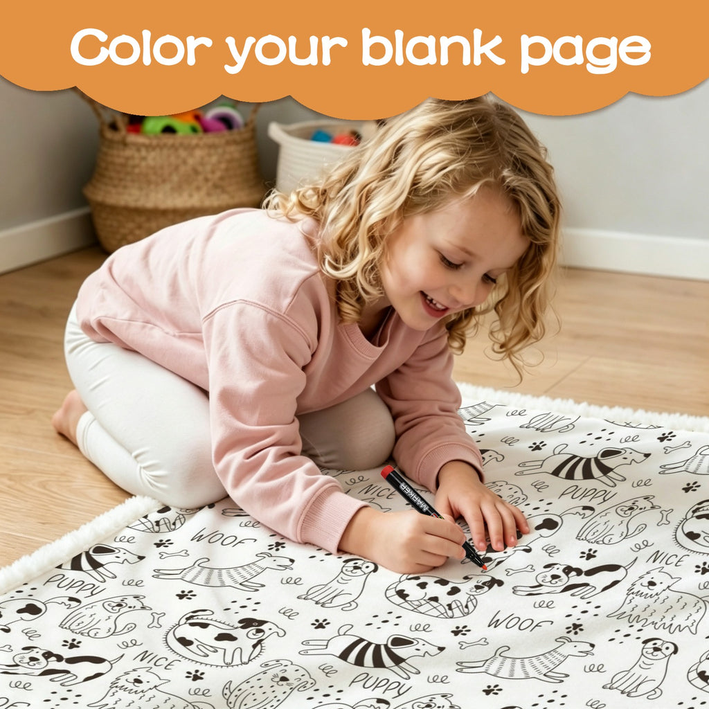 Puppy Time Colour Your Own Blanket 100×150cm