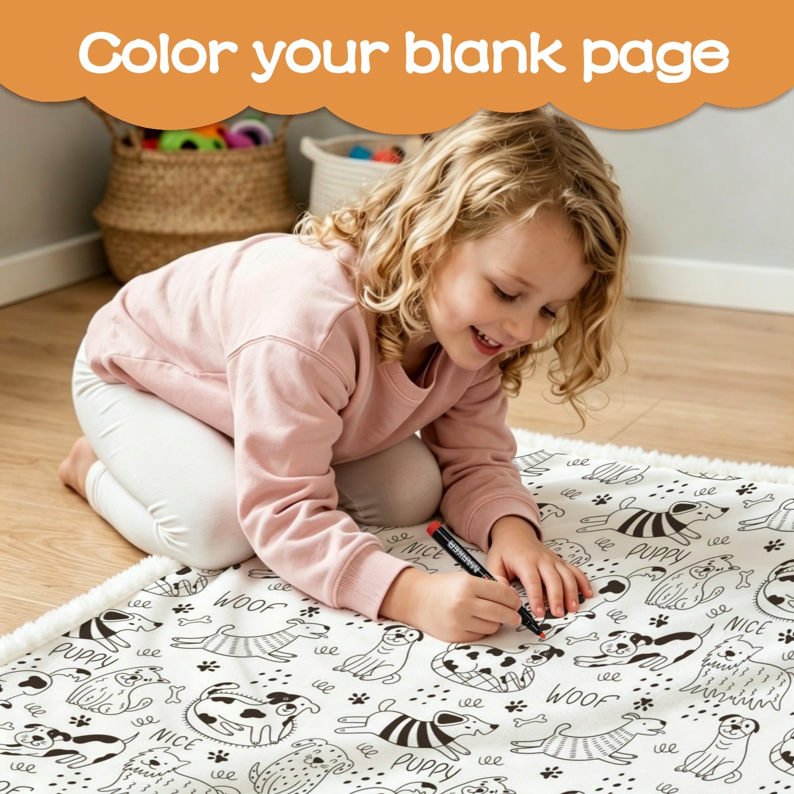 Puppy Time Colour Your Own Blanket 100×150cm