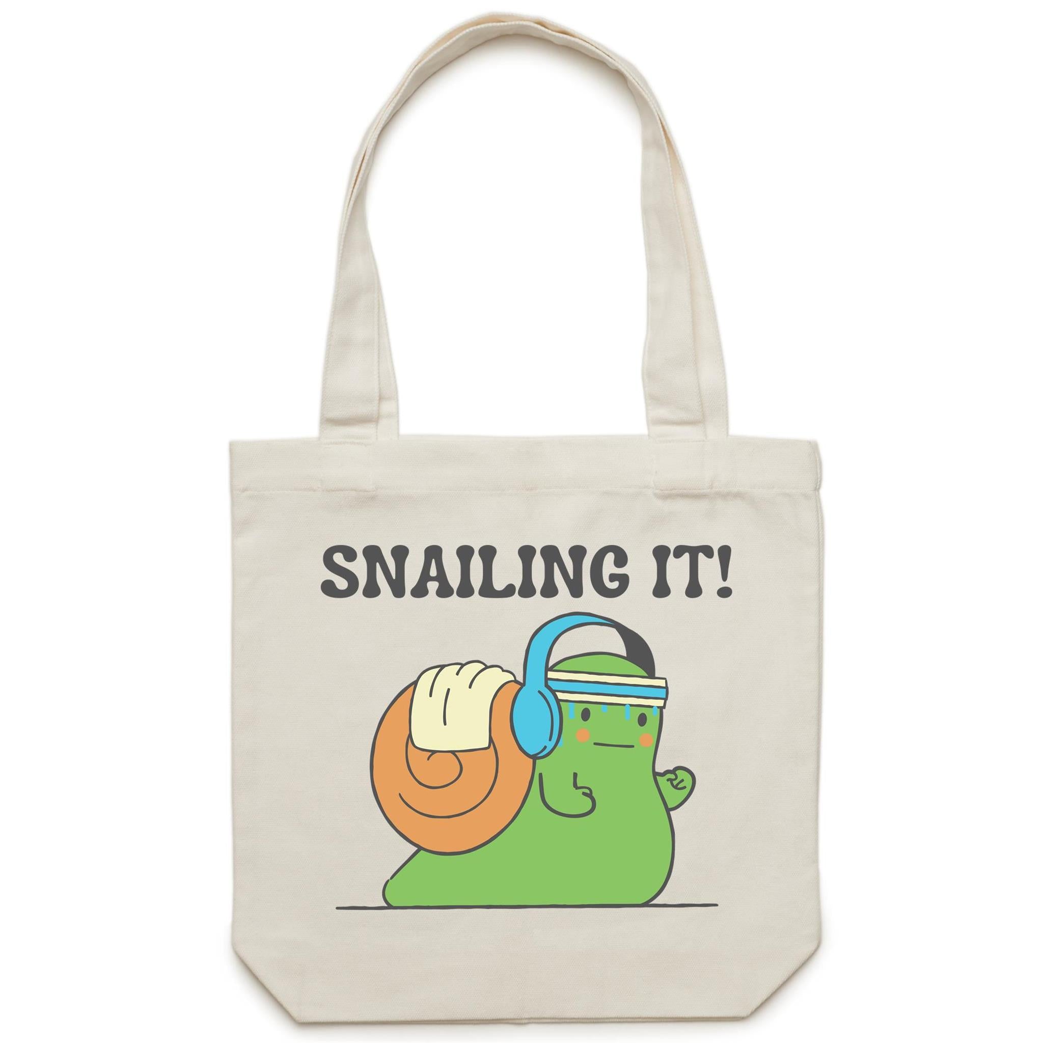 Snailing It - Canvas Tote Bag Default Title Tote Bag Printed In Australia