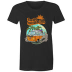 Hello Sunshine, Beach Van - Womens T-shirt Black Womens T-shirt Printed In Australia Summer Surf