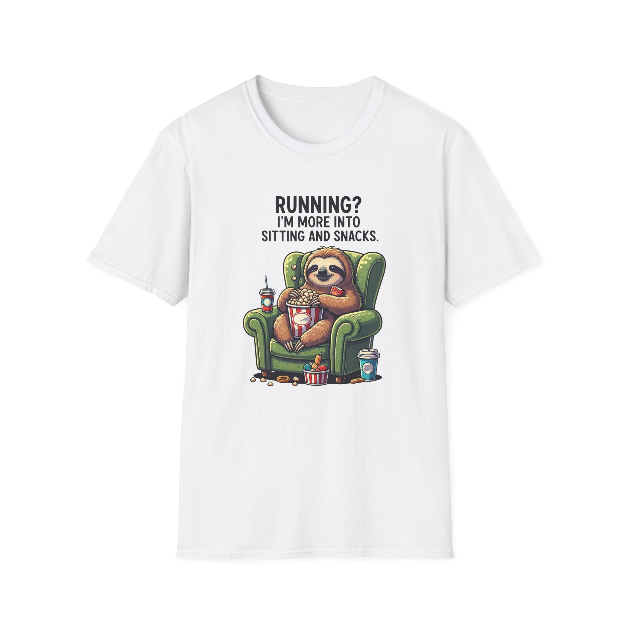 Sloth, Running, I'm More Into Sitting And Snacks - Unisex Softstyle T-Shirt