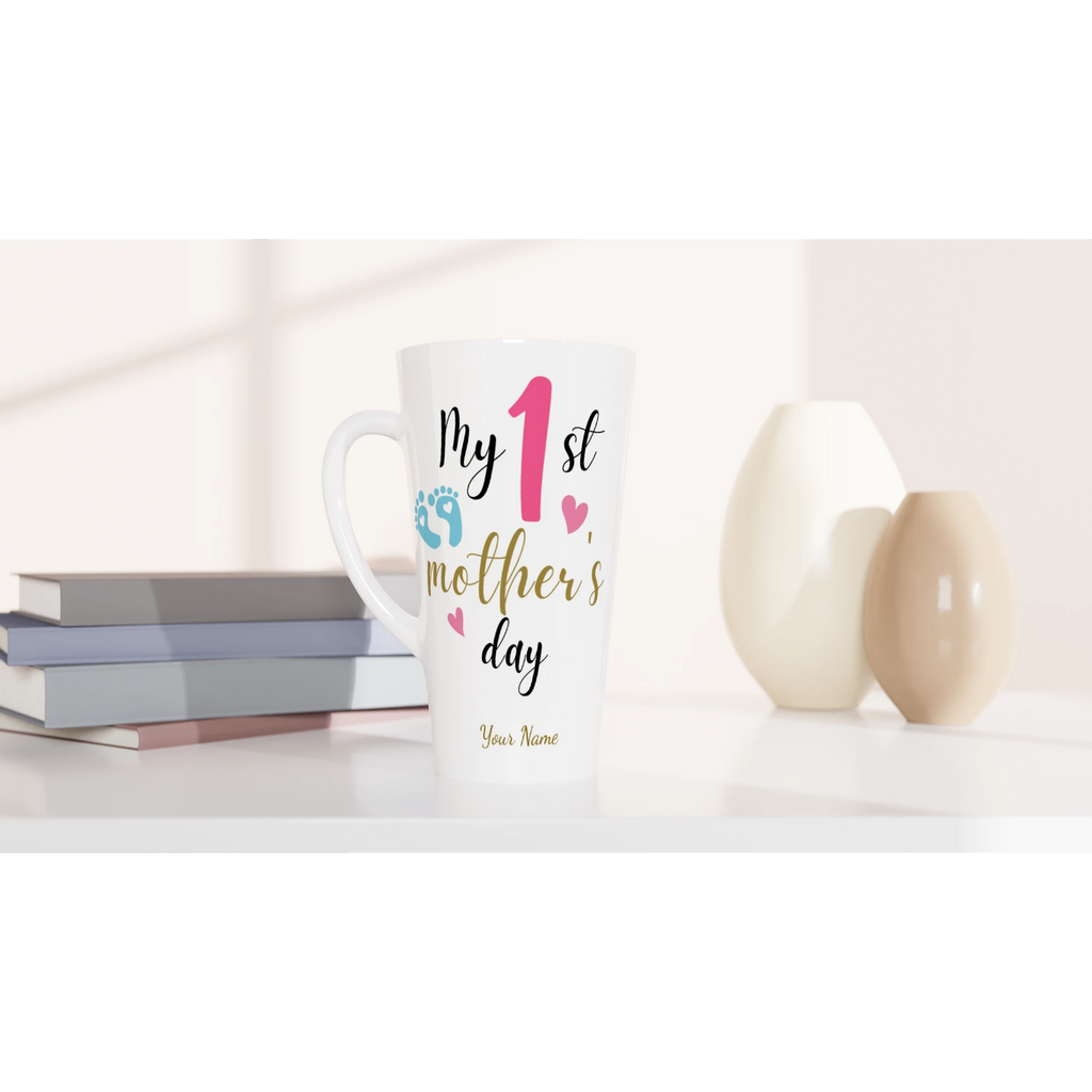 Personalised - My First Mother's Day - White Latte 17oz Ceramic Mug Personalised Latte Mug customise Globally Fulfilled Mum personalise