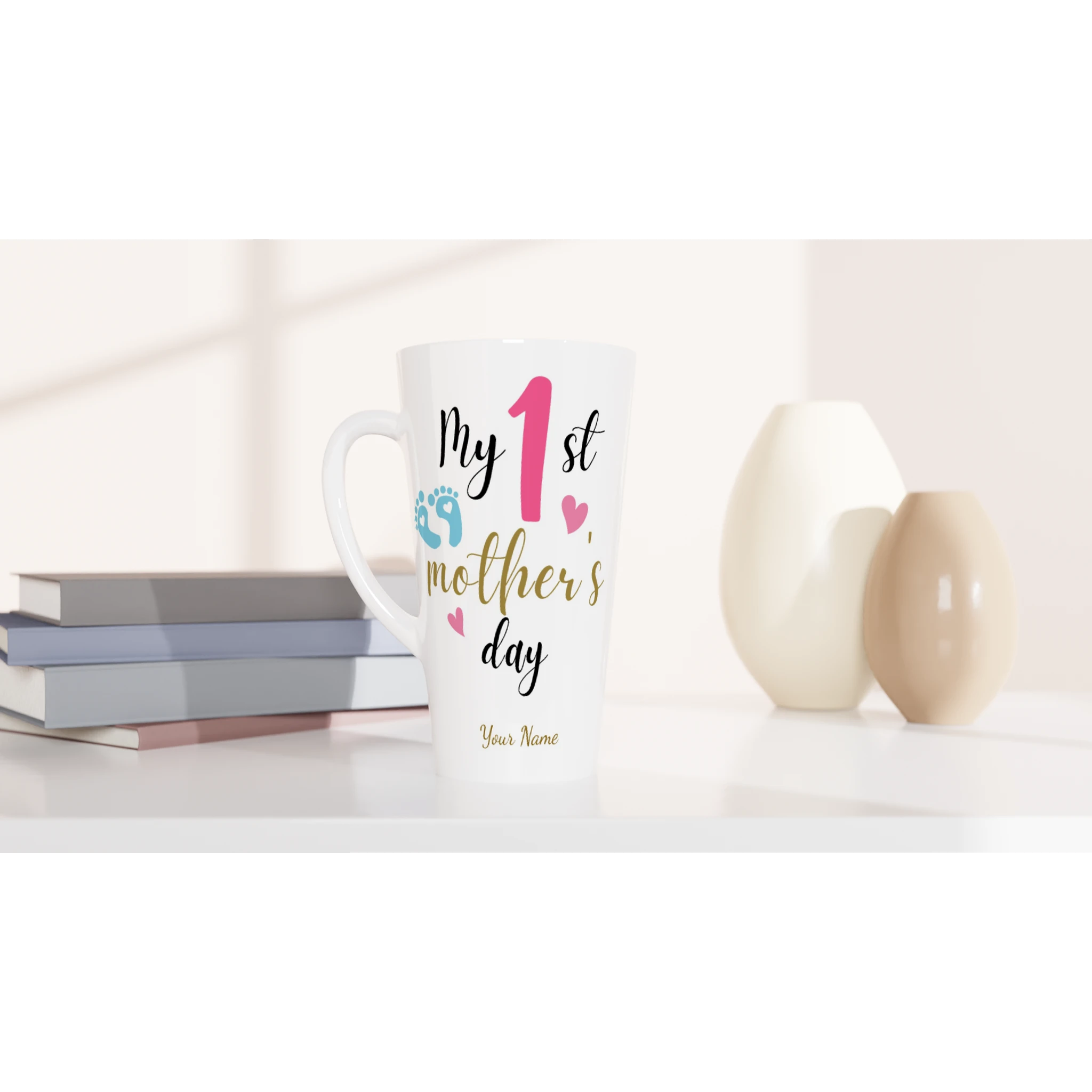 Personalised - My First Mother's Day - White Latte 17oz Ceramic Mug Personalised Latte Mug customise Globally Fulfilled Mum personalise