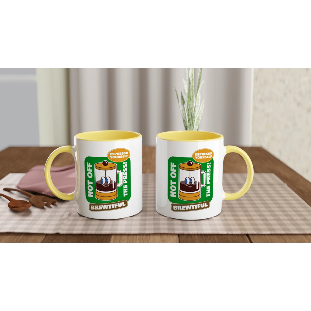 Personalised - Brewtiful, Espresso Yourself - White 11oz Ceramic Mug with Colour Inside Personalised 11oz Mug Coffee customise Globally Fulfilled personalise