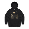 Whimsical Cat And Moon Women's AS Colour Hoodie Black Womens Hoodie animal Printed In Australia