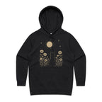 Whimsical Cat And Moon Women's AS Colour Hoodie Black Womens Hoodie animal Printed In Australia