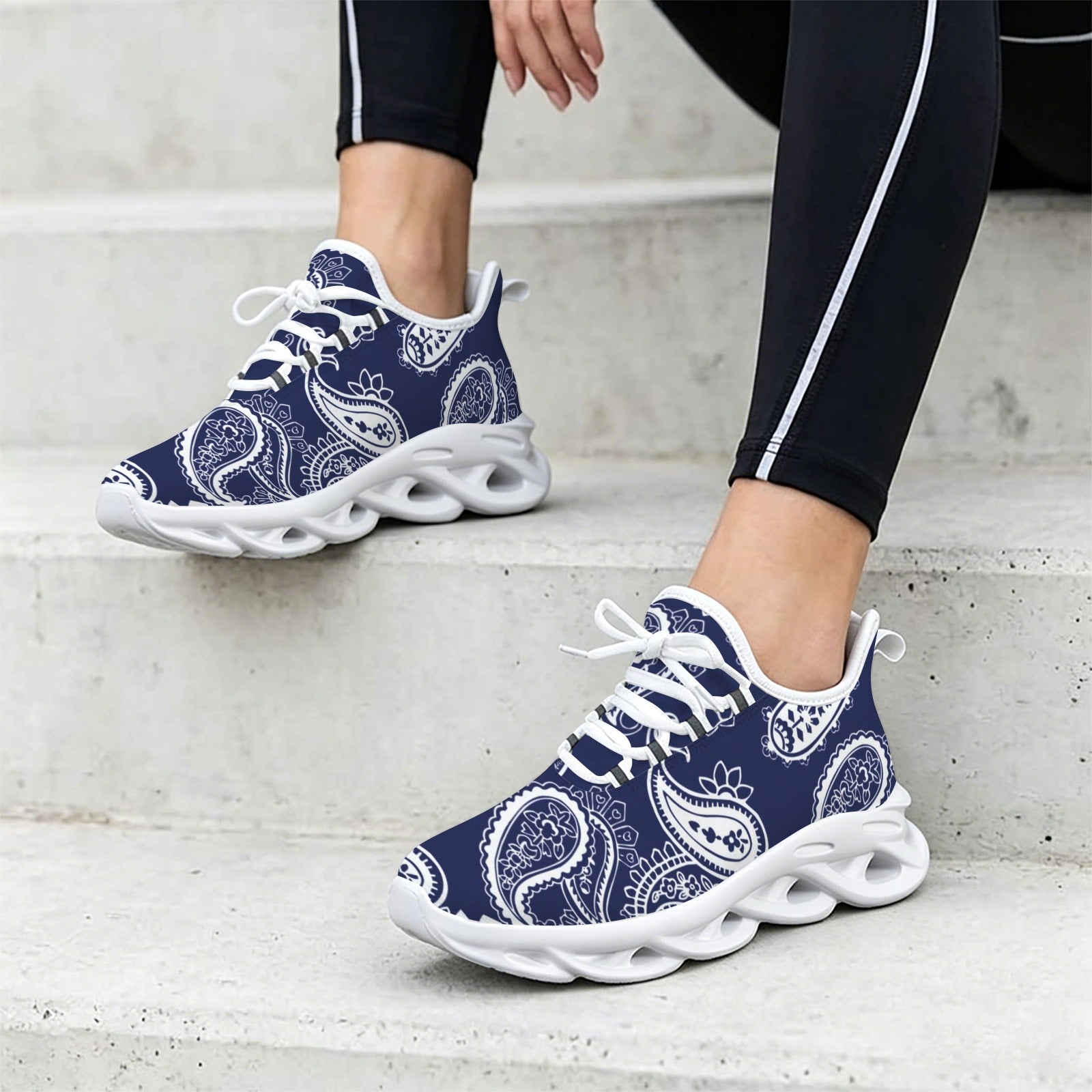 Blue Paisley Women's Twisted Sole Sneakers