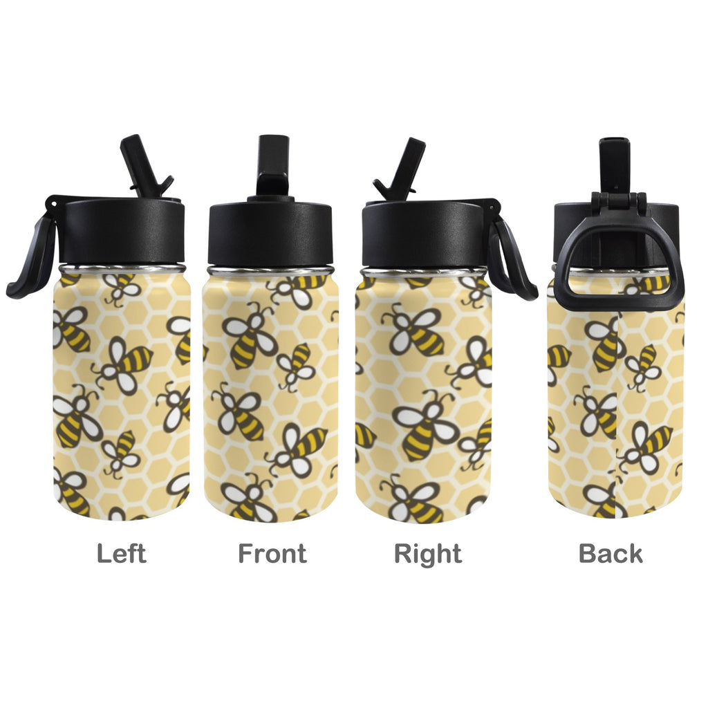 Cute Cartoon Bee 12oz Kids Water Bottle with Straw Lid