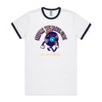 Keeping The Blues Alive - Staple Ringer Tee White Navy Ringer T-Shirt Music Printed In Australia