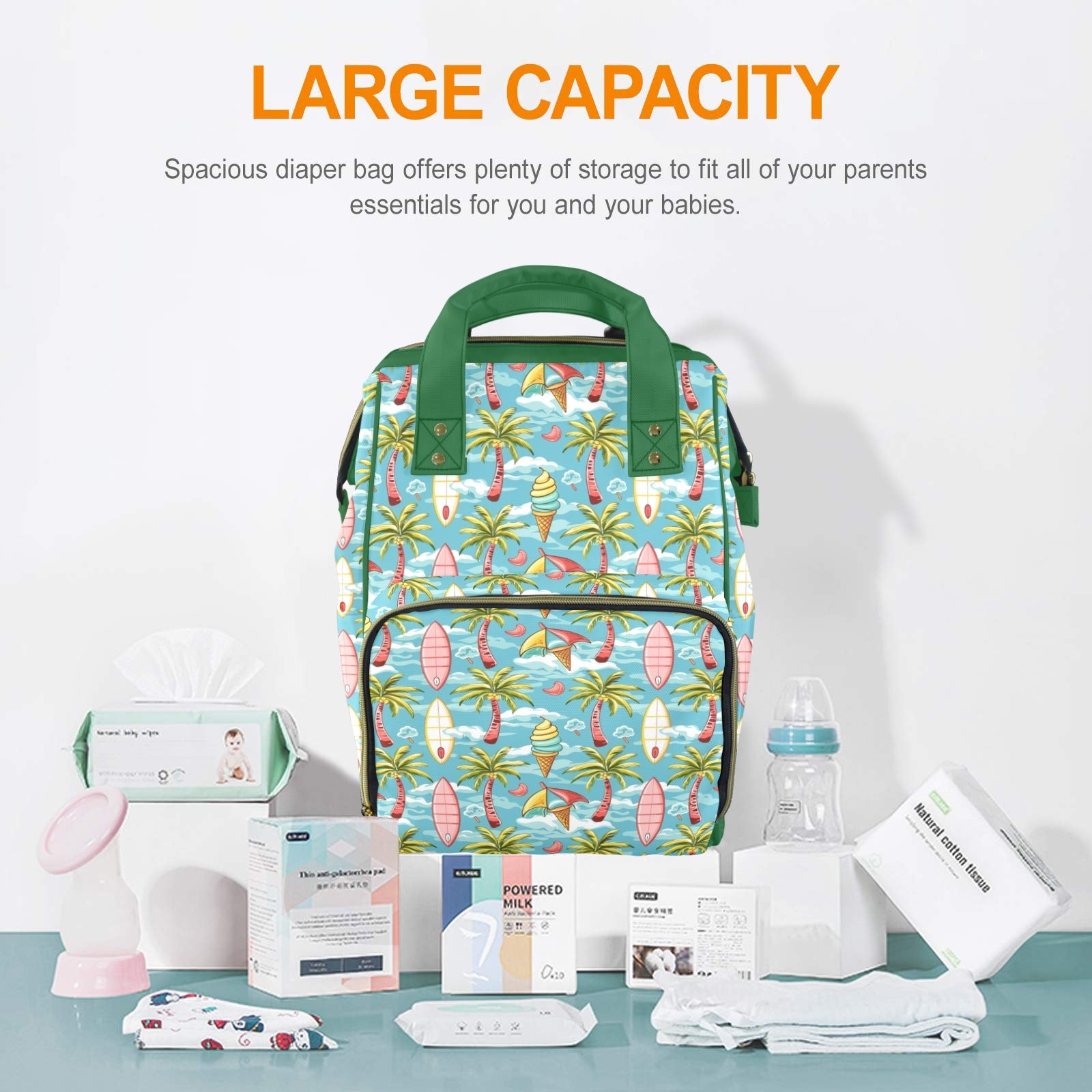Summer Surf Multi-Function Backpack, Nappy / Diaper Bag Multi-function Backpack, Nappy / Diaper Bag Printed Offshore Surf