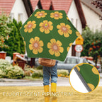 Yellow Flowers On Green Kids Safe Round Corner Umbrella