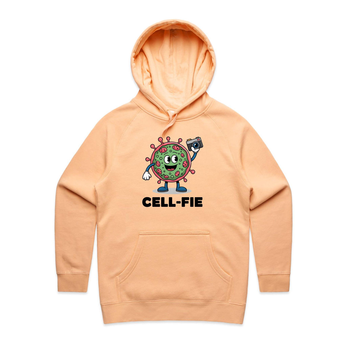Cell-fie Cell Selfie Women's AS Colour Hoodie Peach Womens Hoodie Printed In Australia Science