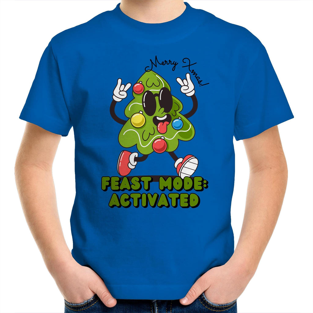 Christmas Feast Mode Activated - Kids Youth T-Shirt Bright Royal Kids Christmas T-shirt Christmas Printed In Australia