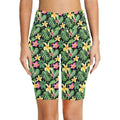 Frangipani Women's Bike Shorts With Side Pockets Women's Bike Shorts Plants Printed Offshore