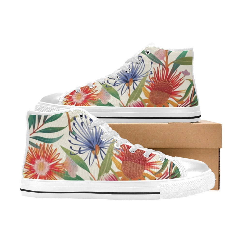 Australian Native Flowers - Women's High Top Canvas Shoes