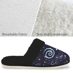 Outer Space Men's Fur Trim Thick-Sole Indoor Slippers Men's Fur Trimmed Slippers Printed Offshore Space