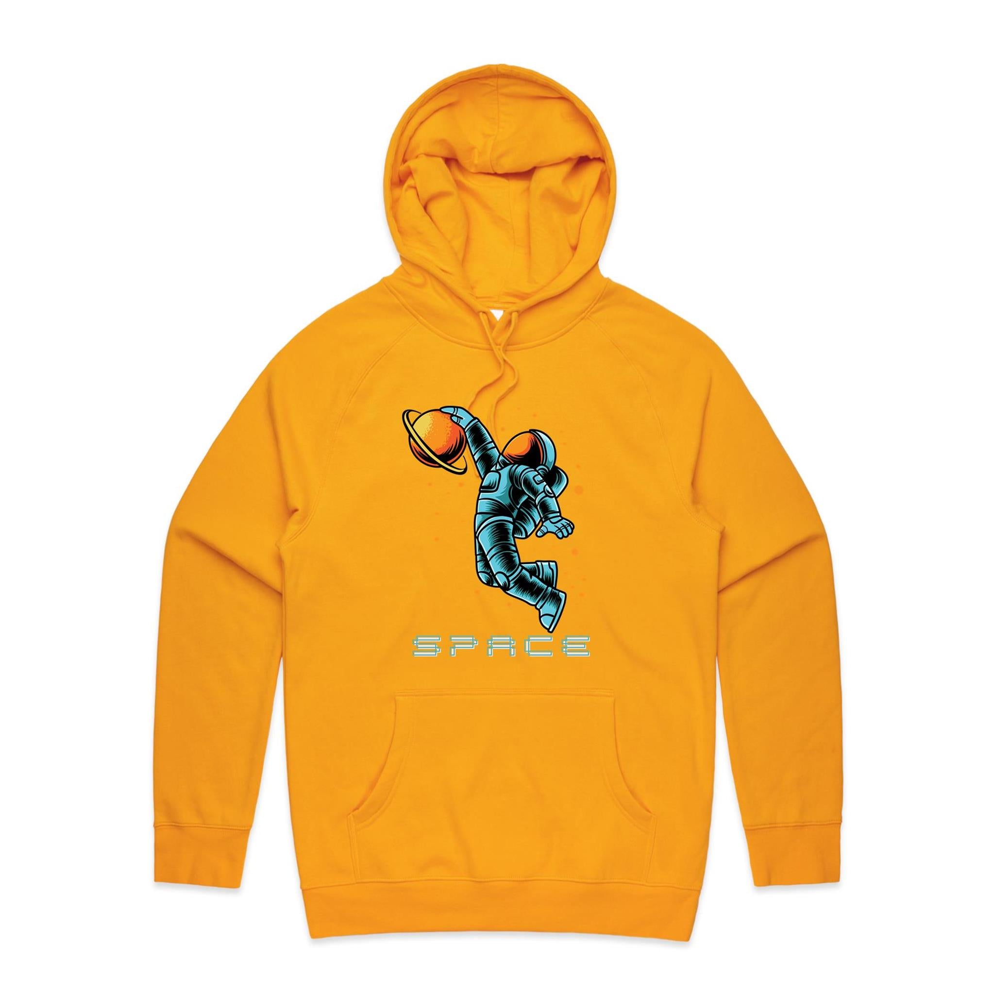 Astronaut Basketball - Mens Hoodie Gold Mens Hoodie Printed In Australia Space