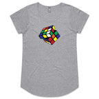 Game Cube - Womens Scoop Neck T-Shirt Grey Marle Womens Scoop Neck T-shirt Games Printed In Australia