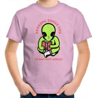 Reading Takes You To Another World, Alien - Kids Youth T-Shirt Pink Kids Youth T-shirt Printed In Australia Reading Sci Fi