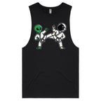 Alien And Astronaut Karate - Tank Top Tee Black Drop Arm Tank Top Fitness Printed In Australia