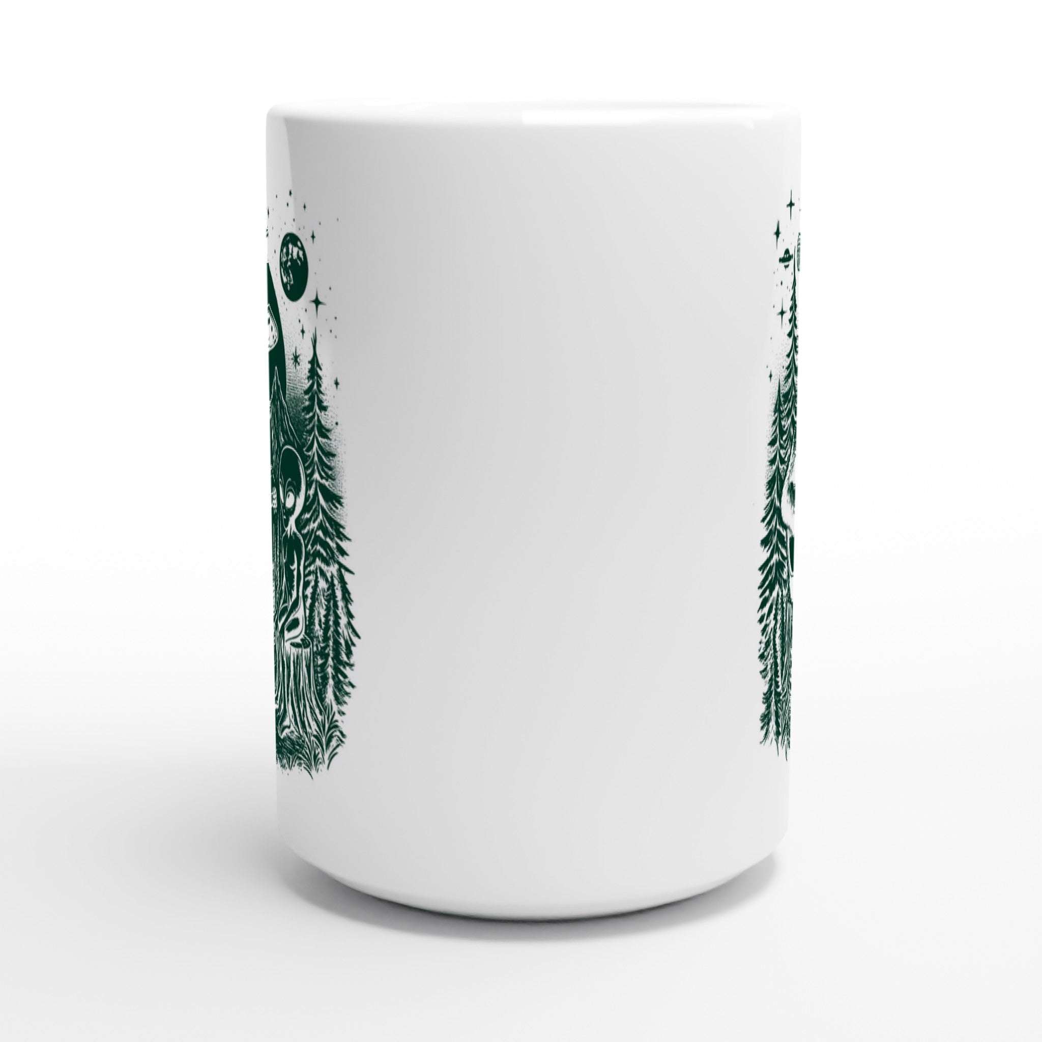 Alien And Bigfoot Play Guitar - White 15oz Ceramic Mug 15oz Mug Globally Fulfilled Music Sci Fi