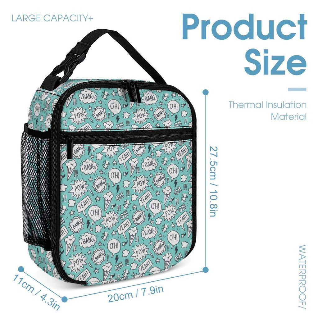 Comic Book Speech Bubbles Backpack, Lunch Bag & Pencil Case Set