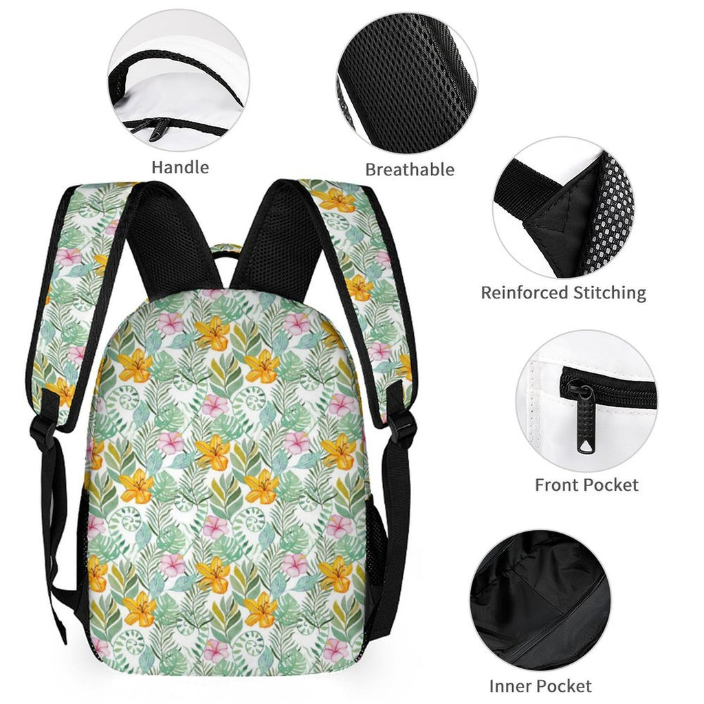 Tropical Flowers And Leaves Backpack, Lunch Bag & Pencil Case Set