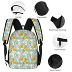 Tropical Flowers And Leaves Backpack, Lunch Bag & Pencil Case Set