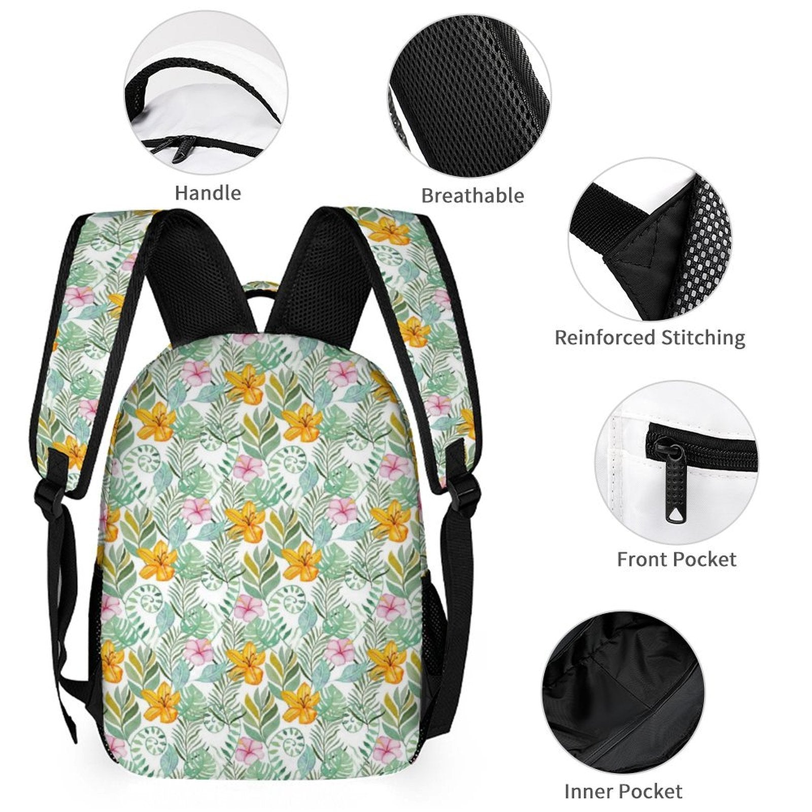 Tropical Flowers And Leaves Backpack, Lunch Bag & Pencil Case Set