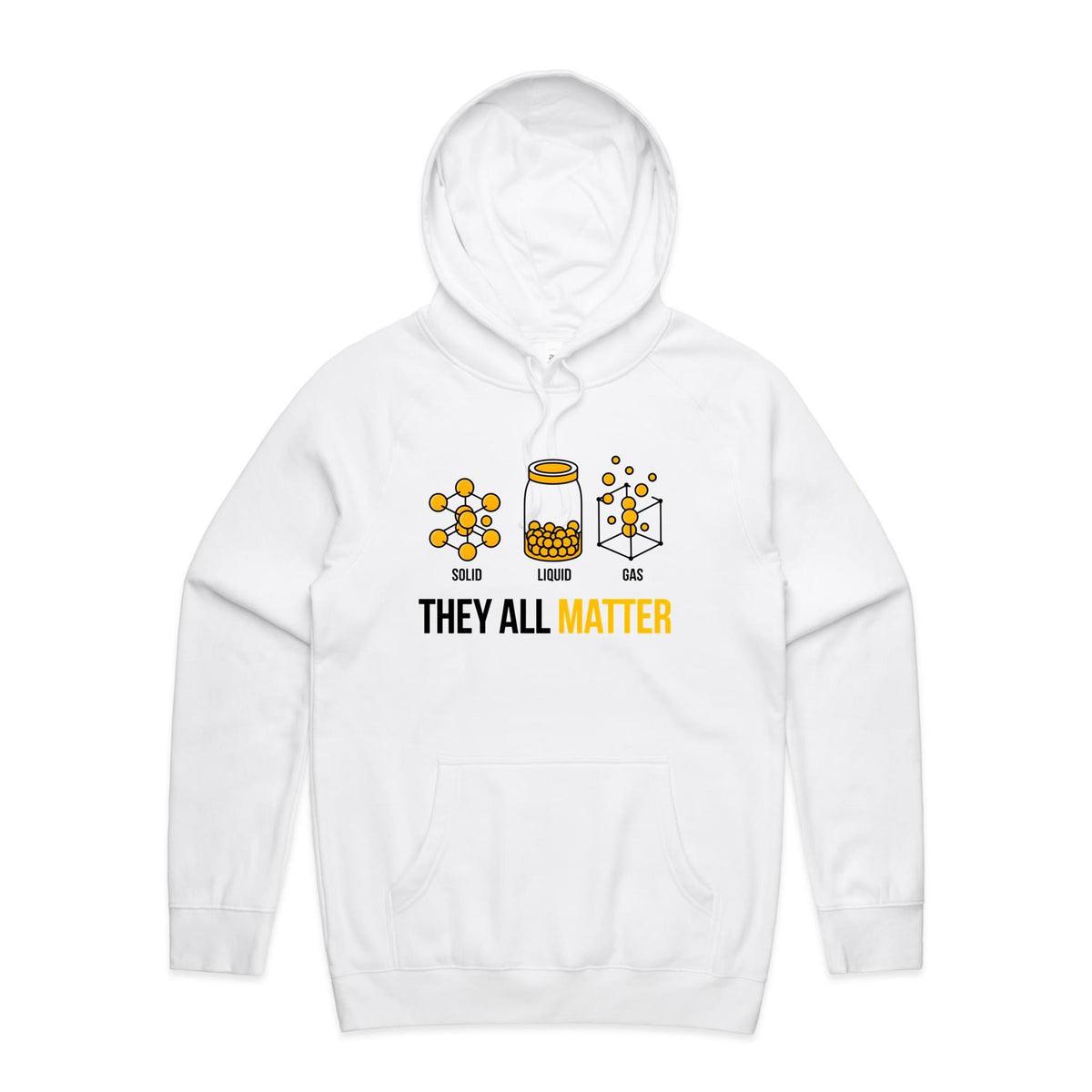 They All Matter Solid Liquid Gas Men's AS Colour Hoodie White Mens Hoodie Printed In Australia Science
