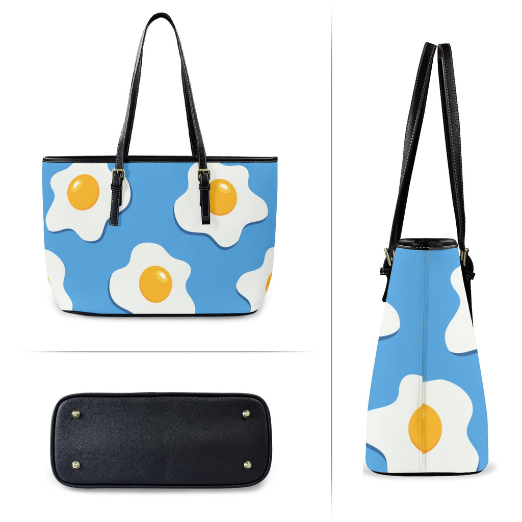 Fried Eggs - Leather Tote Bag-Large