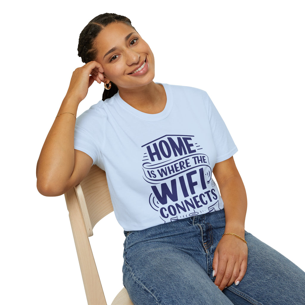 Home Is Where The WIFI Connects Automatically - Unisex Softstyle T-Shirt