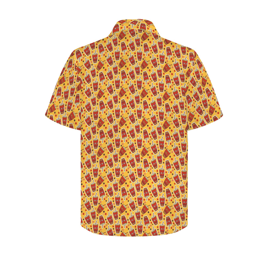 Cola Men's Short Sleeve Hawaiian Shirt Men's Hawaiian Shirt (New) Food Printed Offshore