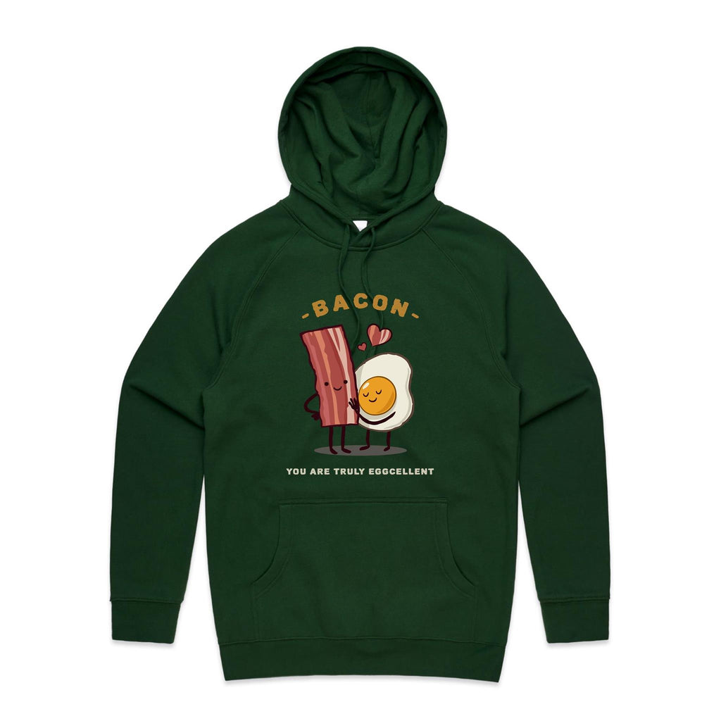 Bacon, You Are Truly Egg-cellent - Mens Hoodie Forest Green Mens Hoodie Food Printed In Australia