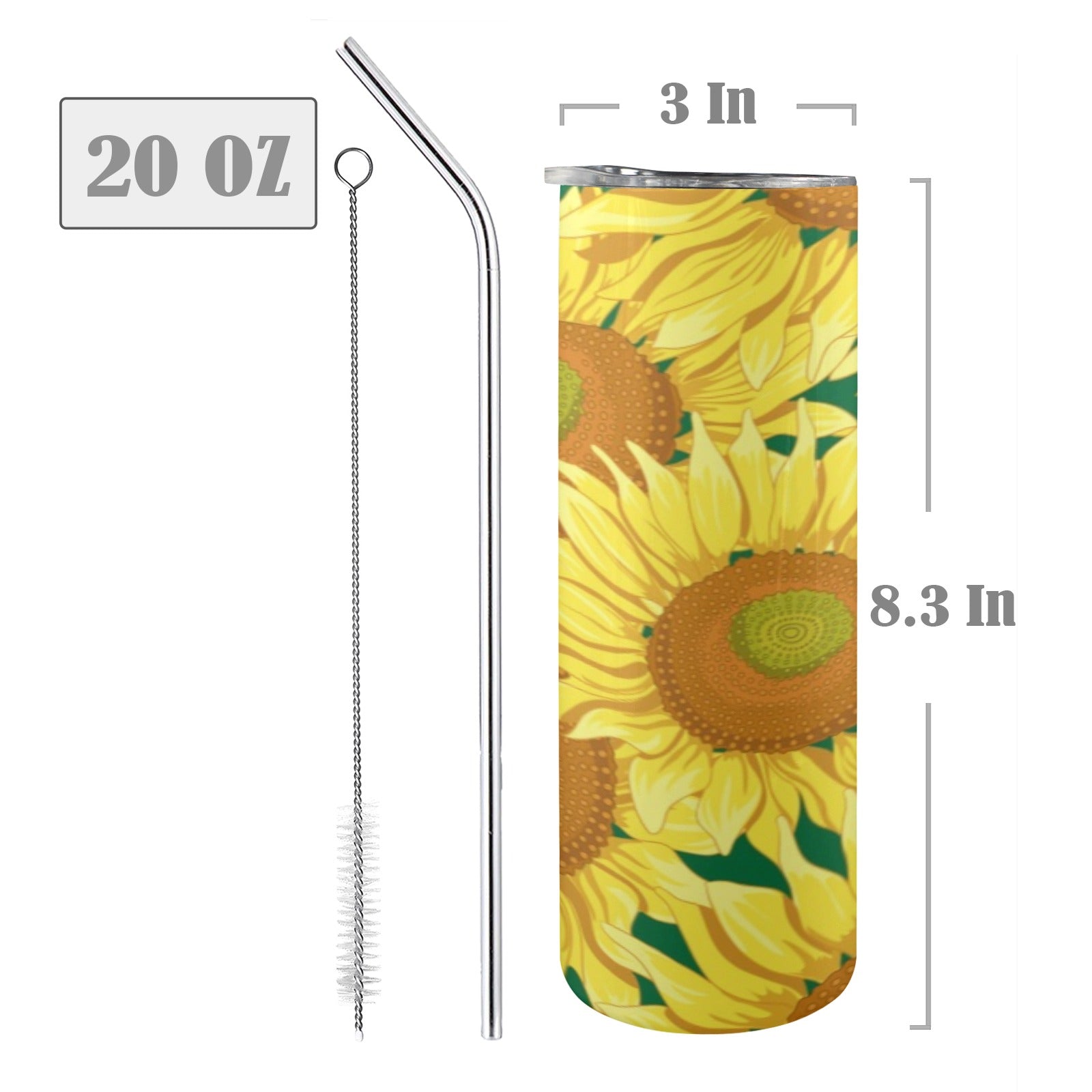 Sunflowers 20oz Tall Skinny Tumbler with Lid and Straw