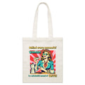 Retro Coffee Woman Parcel Canvas Tote Bag Default Title Small Tote Bag Coffee Printed In Australia Retro