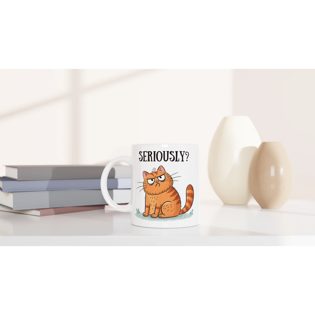 Cat Seriously? - White 11oz Ceramic Mug White 11oz Mug animal Globally Fulfilled