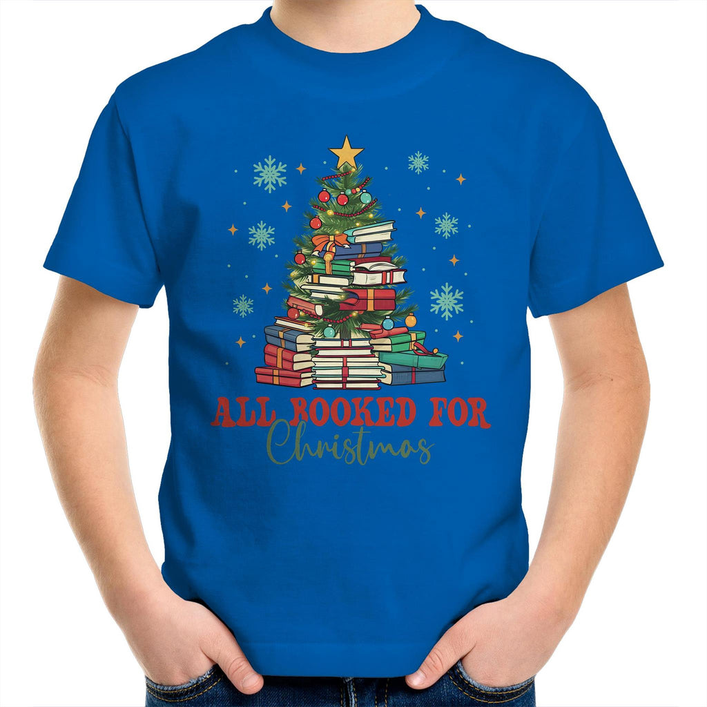All Booked For Christmas - Kids Youth T-Shirt Bright Royal Kids Christmas T-shirt Christmas Printed In Australia