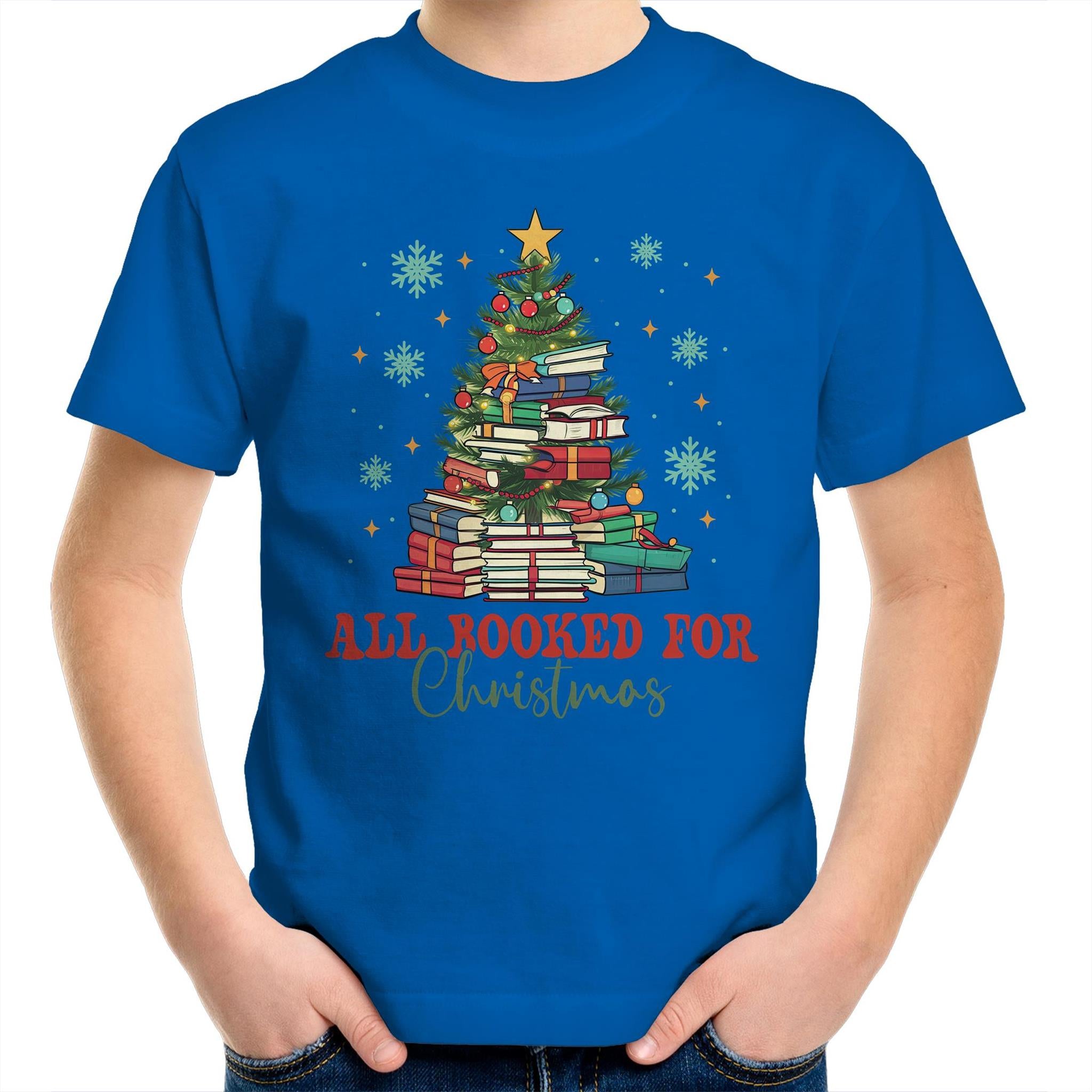 All Booked For Christmas - Kids Youth T-Shirt Bright Royal Kids Christmas T-shirt Christmas Printed In Australia