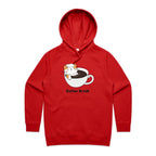 Cat Coffee Break - Womens Hoodie Red Womens 2XL Womens Hoodie animal Coffee Printed In Australia