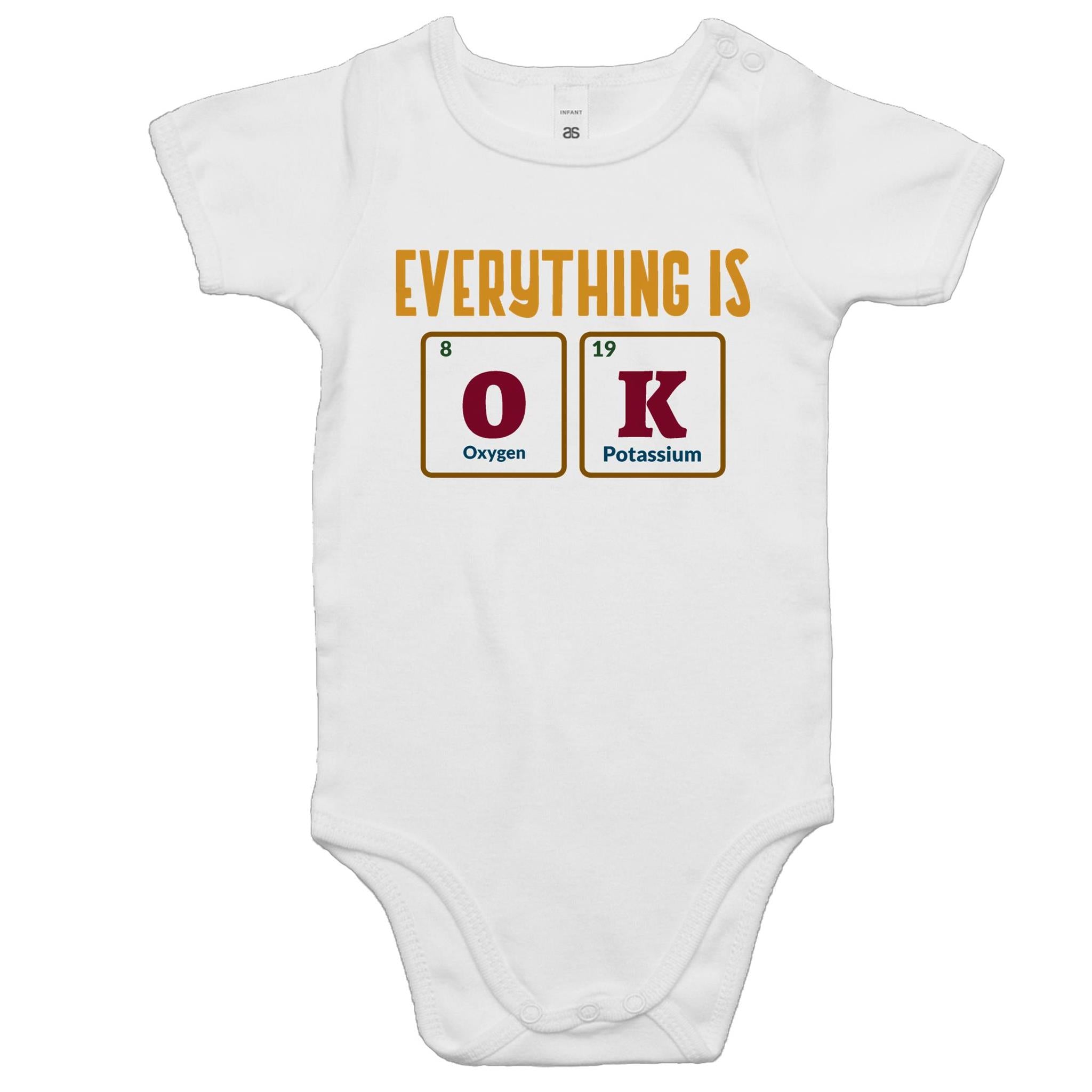 Everything Is OK, Periodic Table - Baby Bodysuit White Baby Bodysuit Printed In Australia