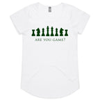 Are You Game, Chess - Womens Scoop Neck T-Shirt White Womens Scoop Neck T-shirt Chess Games Printed In Australia