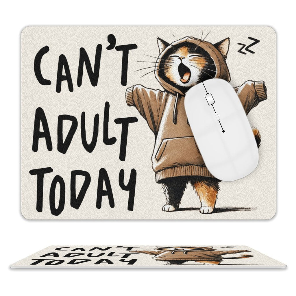 Can't Adult Today, Cat Leather Mouse Pad white One size Leather Mouse Pad animal Printed Offshore