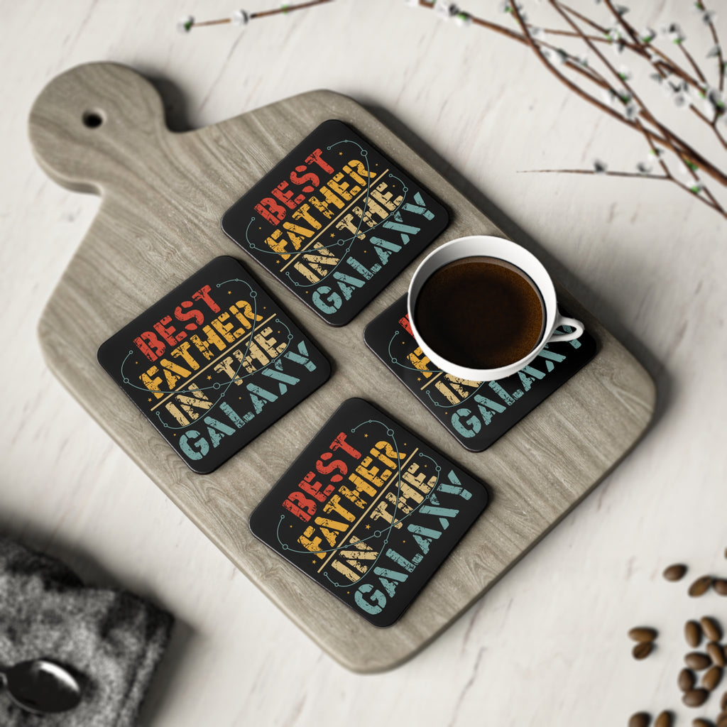 Best Father in the Galaxy - Glossy Cork Backed Coasters Coaster Australian Printer Dad