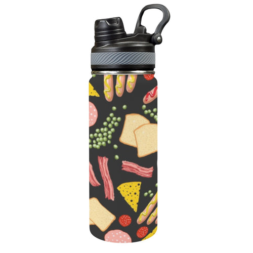 Breakfast Food - Insulated Water Bottle with Dual-Use Lid (18oz) One Size Insulated Water Bottle with Dual-Use Lid (18oz) Food Printed Offshore