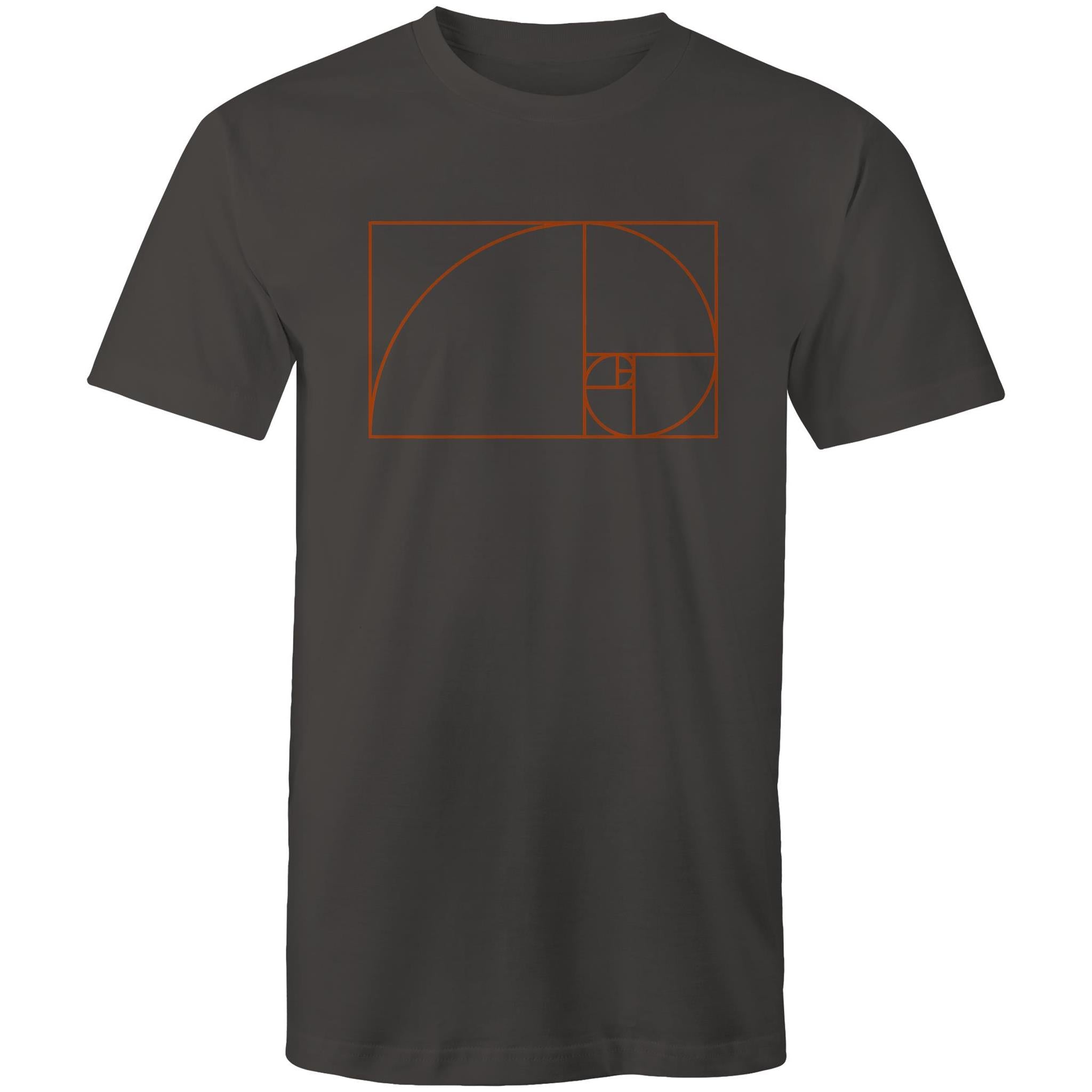 Fibonacci - Mens T-Shirt Charcoal Mens T-shirt Maths Printed In Australia Science