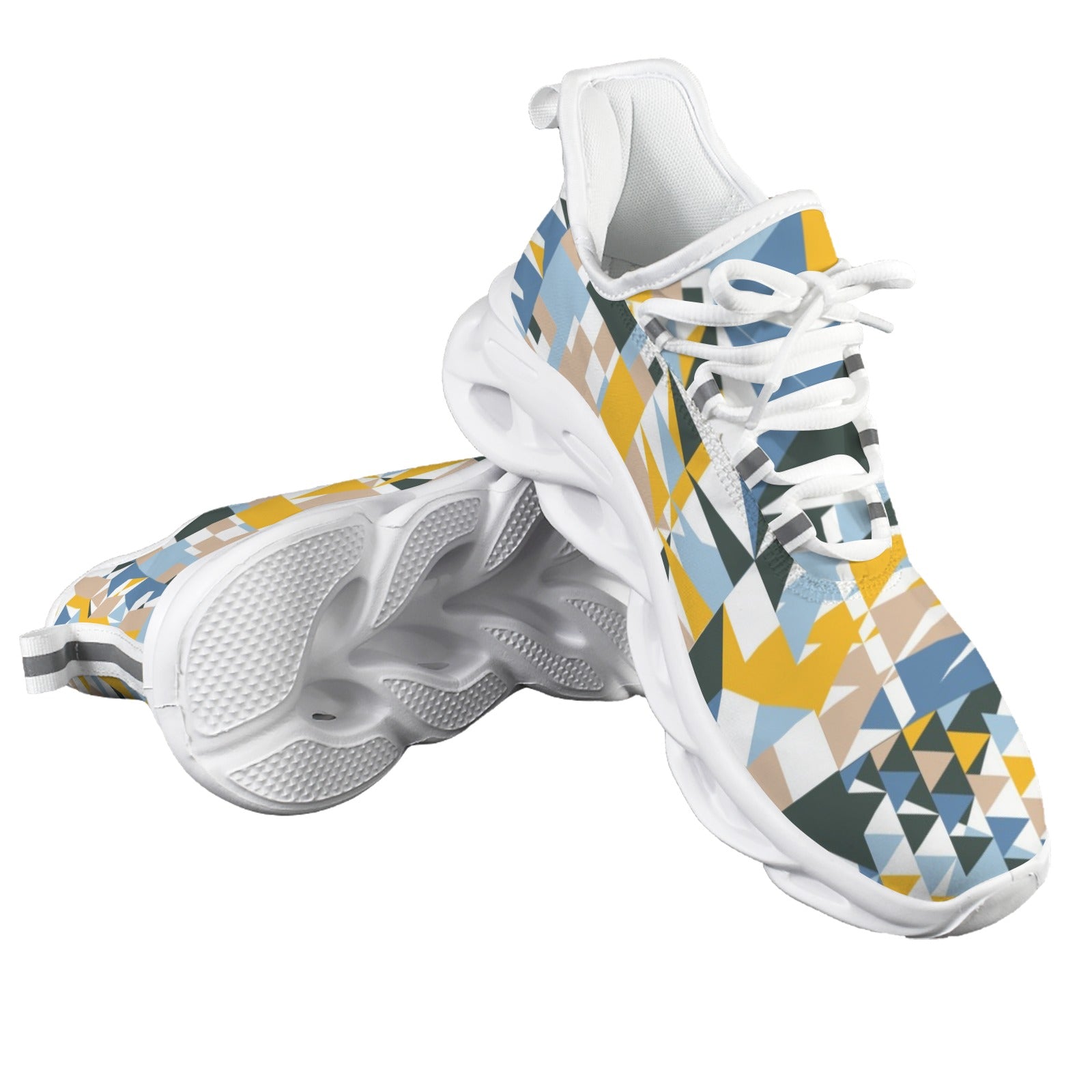 Blue Geometric Men's Twisted Sole Sneakers