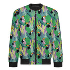 Bright Toucans Men's Casual Zip‑Up Bomber Jacket